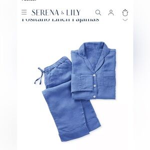 Serena & Lily Positano Linen Pajamas in French Blue. NWT